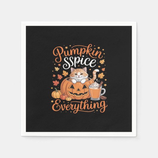Pumpkin Spice Alles Cat Lover Cute Autumn Fal Servet (Voorkant)