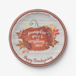 Pumpkin Spice & Alles Mooi Thanksgiving Grijs Papieren Bordje