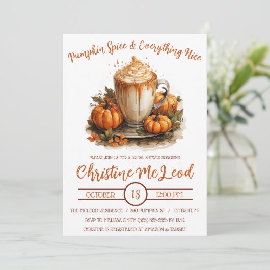 Pumpkin Spice & Alles Mooi Vrijgezellenfeest Kaart (Staand voorkant)