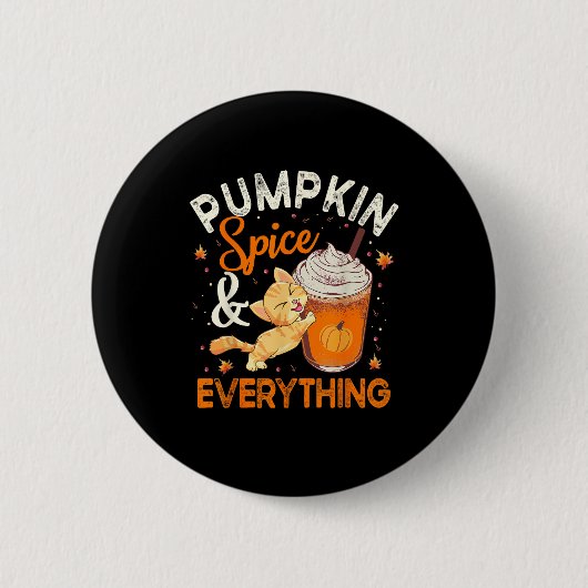 Pumpkin Spice Alles Shirt Cat Lover Cute Autu Ronde Button 5,7 Cm (Voorkant)