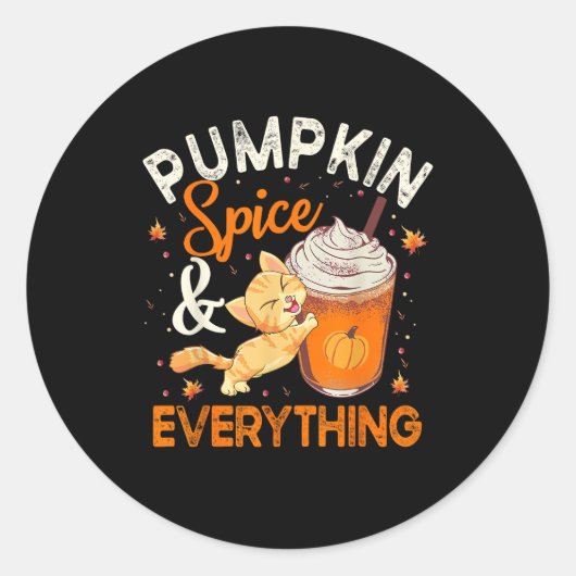 Pumpkin Spice Alles Shirt Cat Lover Cute Autu Ronde Sticker (Voorkant)