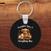 Pumpkin Spice &amp; Everything Nice Highland Cow L Sleutelhanger (Voorkant)
