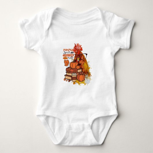 Pumpkin Spice and Everything Nice Fall Chicken Vib Romper (Voorkant)