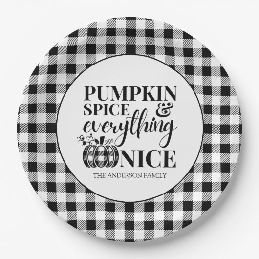 Pumpkin Spice And Everything Nice Fall Papieren Bordje (Voorkant)