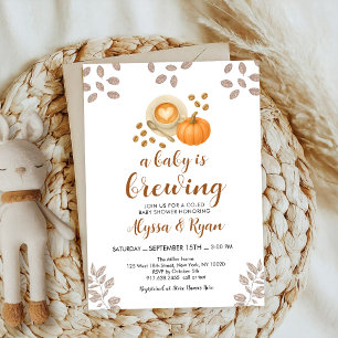 Pumpkin Spice Autumn Coffee drink Baby shower Kaart