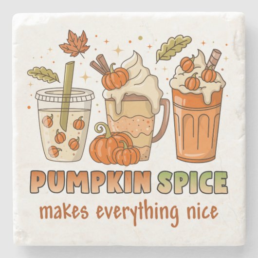 Pumpkin Spice Autumn Drink Art Stenen Onderzetter (Voorkant)