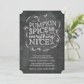 Pumpkin Spice Autumn Herfst Chalk Party Invitation Kaart (Staand voorkant)