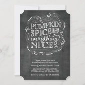 Pumpkin Spice Autumn Herfst Chalk Party Invitation Kaart (Voorkant)