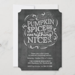 Pumpkin Spice Autumn Herfst Chalk Party Invitation Kaart