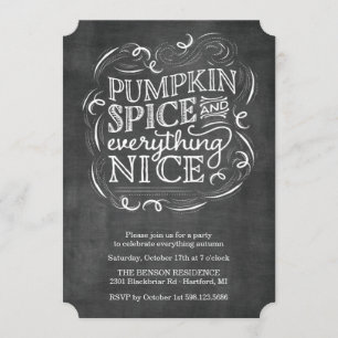Pumpkin Spice Autumn Herfst Chalk Party Invitation Kaart