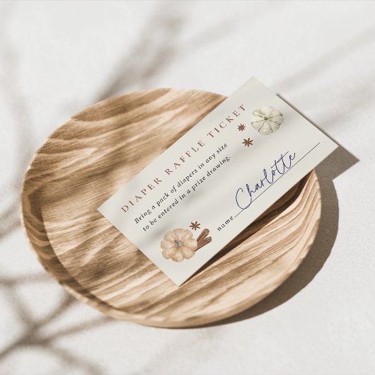 Pumpkin Spice Baby Shower Diaper Raffle Ticket Informatiekaartje