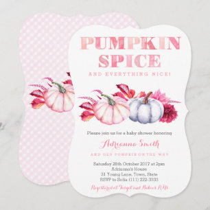 Pumpkin Spice Baby shower nodigt een meisje uit Kaart