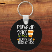 Pumpkin Spice bewaart deze leraar in Nice Herfst H Sleutelhanger (Voorkant)