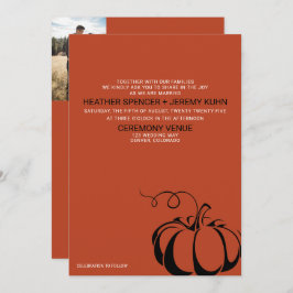 Pumpkin Spice bruiloft uitnodiging met QR-code