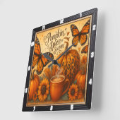 Pumpkin Spice Butterflies Herfst Vierkante Klok (Hoek)