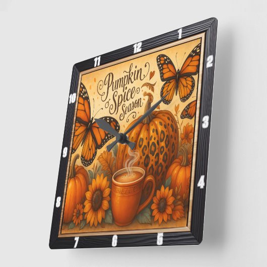 Pumpkin Spice Butterflies Herfst Vierkante Klok (Hoek)