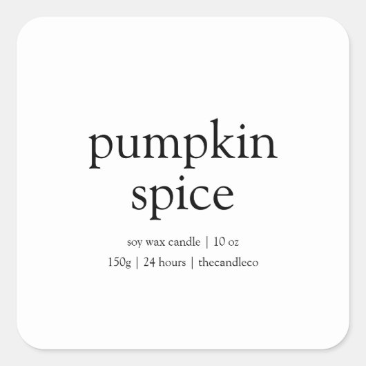 Pumpkin Spice Candle Label | minimalistische Herfs (Voorkant)