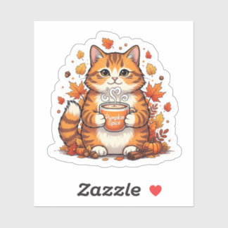 Pumpkin Spice & Cats – Herfst Herfst Kat Sticker