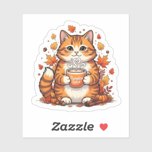 Pumpkin Spice & Cats – Herfst Herfst Kat Sticker (Vel)