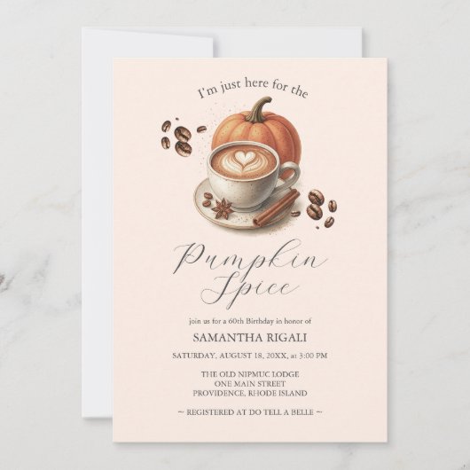 Pumpkin Spice Coffee 60th Birthday Invites Kaart (Voorkant)