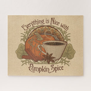 Pumpkin Spice Coffee Art Nouveau Geïnspireerd Ontw Legpuzzel