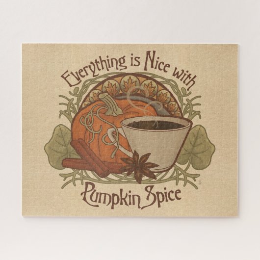 Pumpkin Spice Coffee Art Nouveau Geïnspireerd Ontw Legpuzzel (Horizontaal)
