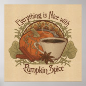 Pumpkin Spice Coffee  Art Nouveau Geïnspireerd Poster (Voorkant)