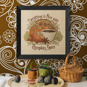 Pumpkin Spice Coffee  Art Nouveau Geïnspireerd Poster