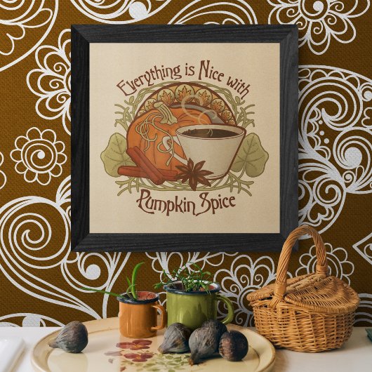 Pumpkin Spice Coffee  Art Nouveau Geïnspireerd Poster