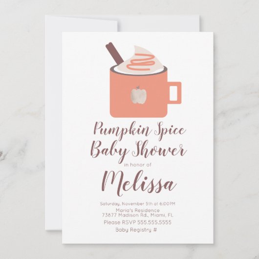 Pumpkin Spice Coffee Campfire Mok Herfst Baby show Kaart (Voorkant)