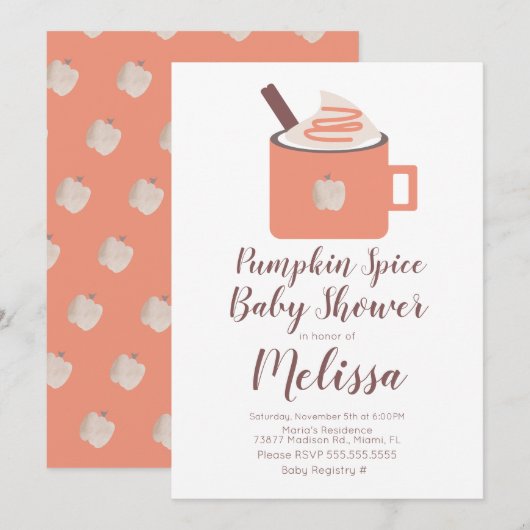 Pumpkin Spice Coffee Campfire Mok Herfst Baby show Kaart (Voorkant / Achterkant)