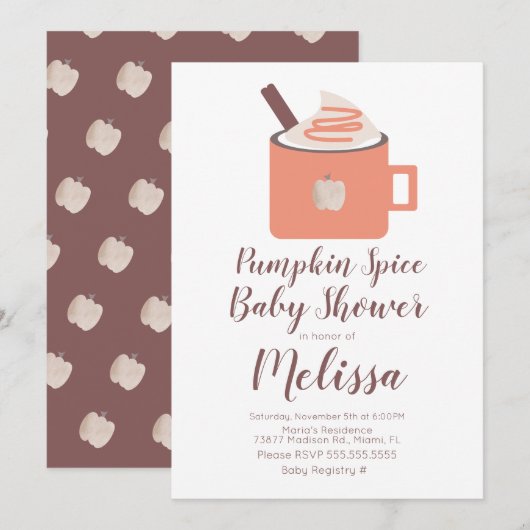 Pumpkin Spice Coffee Campfire Mok Herfst Baby show Kaart (Voorkant / Achterkant)