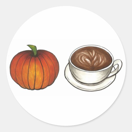 Pumpkin Spice Coffee Cup Latte Autumn Herfst Harve Ronde Sticker (Voorkant)
