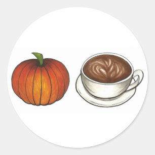 Pumpkin Spice Coffee Cup Latte Autumn Herfst Harve Ronde Sticker