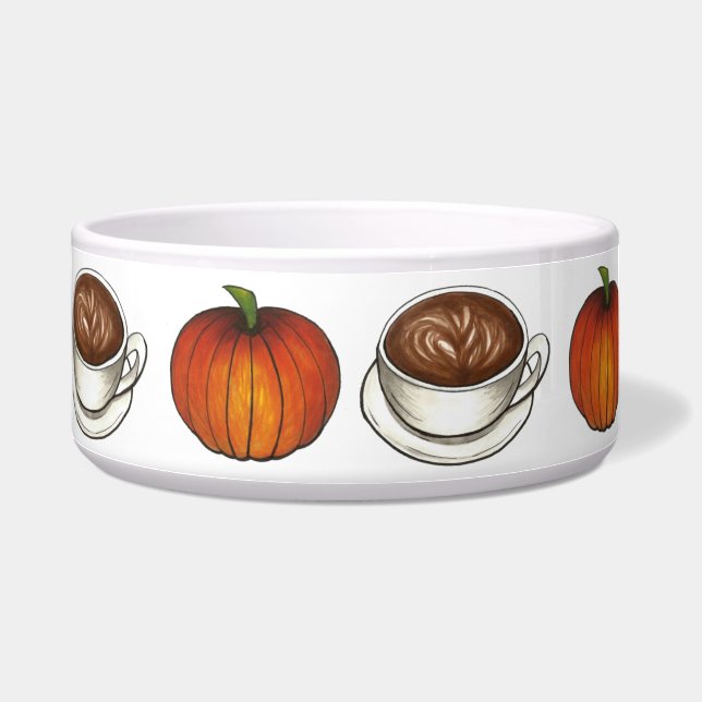 Pumpkin Spice Coffee Latte Autumn Herfst Pet Bowl Voerbakje (Links)
