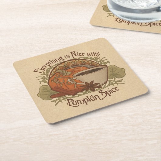 Pumpkin Spice Coffee Party Kartonnen Onderzetters (Schuin)