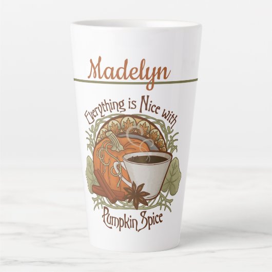 Pumpkin Spice Coffee Vibe Gepersonaliseerd Latte Mok (Voorkant)