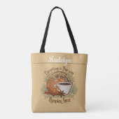 Pumpkin Spice Coffee  Vibe Naam Sinaasappel Tote Bag (Achterkant)