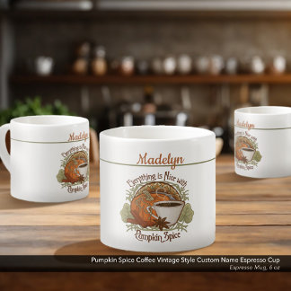 Pumpkin Spice Coffee Vintage Style Custom Name Espresso Kop