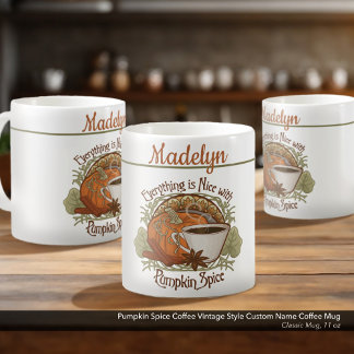 Pumpkin Spice Coffee Vintage Style Custom Name Koffiemok