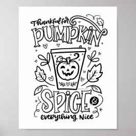 Pumpkin Spice Colour Page Poster