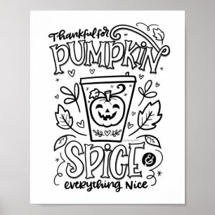 Pumpkin Spice Colour Page Poster