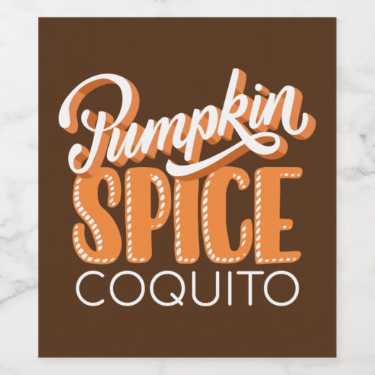 Pumpkin Spice Coquito Food and Beverage Label Set Wijn Etiket (Enkel label)