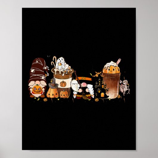 Pumpkin Spice Cute Latte Iced Autumn Coffee Herfst Poster (Voorkant)