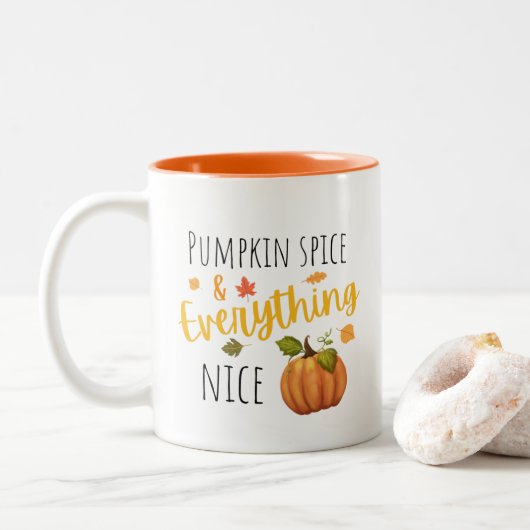 Pumpkin Spice en Alles-Nice-Herfst Tweekleurige Koffiemok (Met donut)