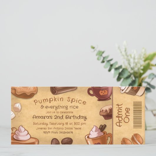 Pumpkin Spice en alles Nice Ticket Kaart (Staand voorkant)