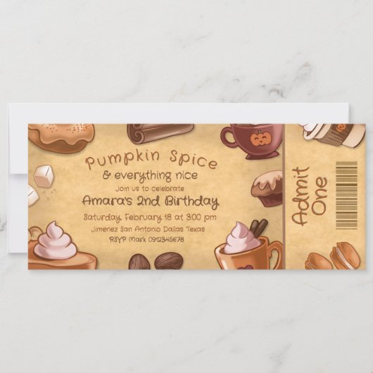Pumpkin Spice en alles Nice Ticket Kaart (Voorkant)