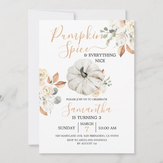 Pumpkin Spice en Alles wat leuk is, 3de verjaardag Kaart (Voorkant)