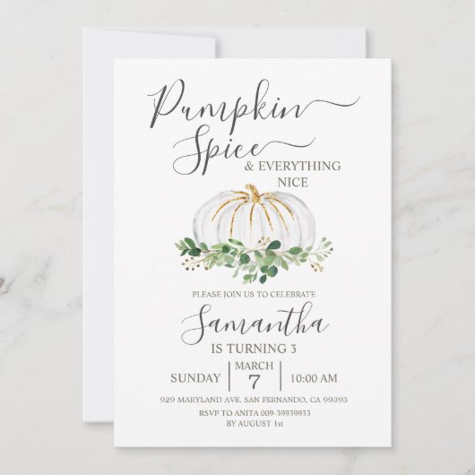 Pumpkin Spice en Alles wat leuk is, 3de verjaardag Kaart (Voorkant)