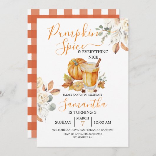 Pumpkin Spice en Alles wat leuk is, 3de verjaardag Kaart (Voorkant / Achterkant)